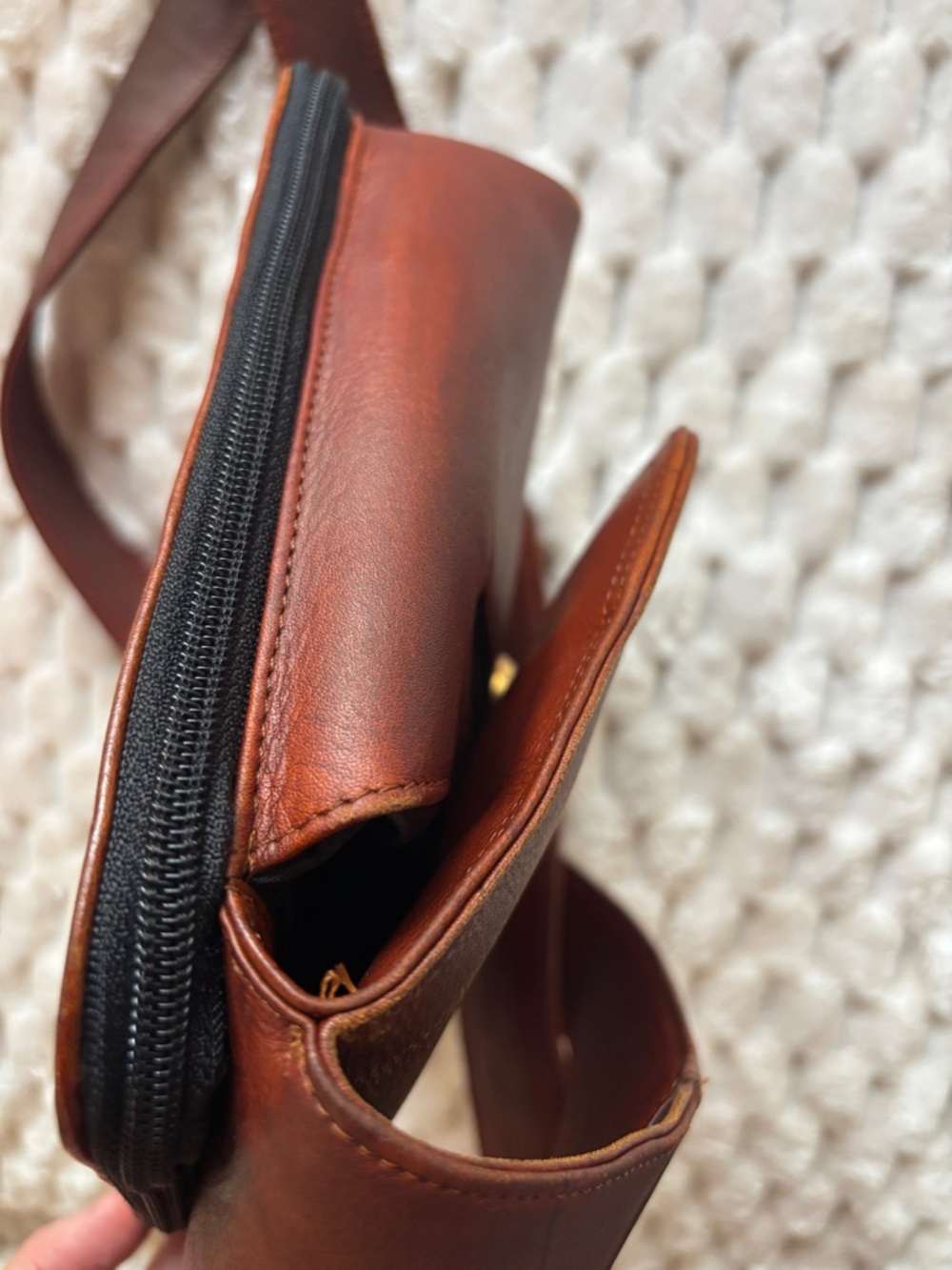 Frye Brown Leather Tooled Crossbody Satchel Bag Organizer messenger - Picture 6 of 14